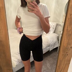 Black aerie biker shorts cross over size medium